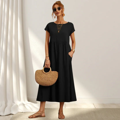 JENNY - Vestito Lungo in Cotone Misto Lino