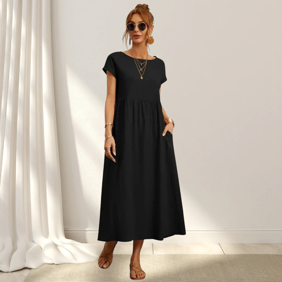 JENNY - Vestito Lungo in Cotone Misto Lino