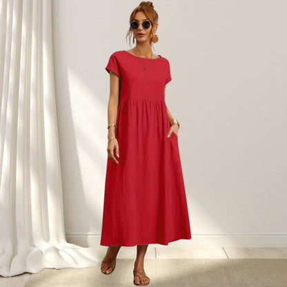 JENNY - Vestito Lungo in Cotone Misto Lino