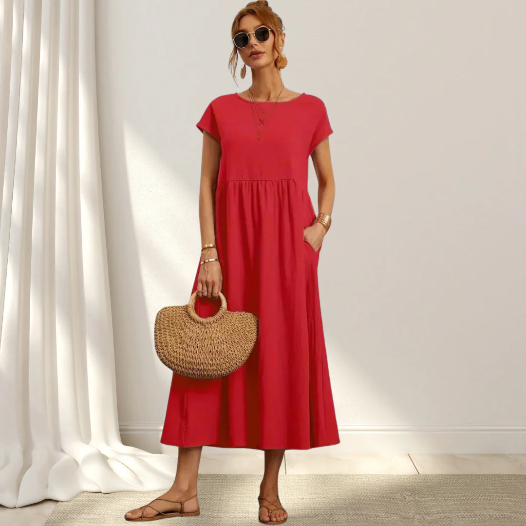 JENNY - Vestito Lungo in Cotone Misto Lino
