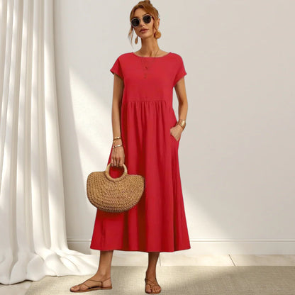 JENNY - Vestito Lungo in Cotone Misto Lino