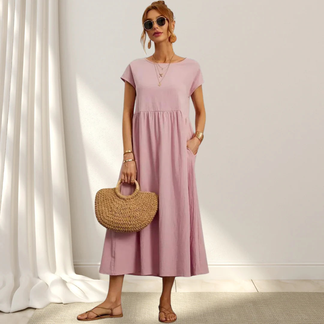 JENNY - Vestito Lungo in Cotone Misto Lino