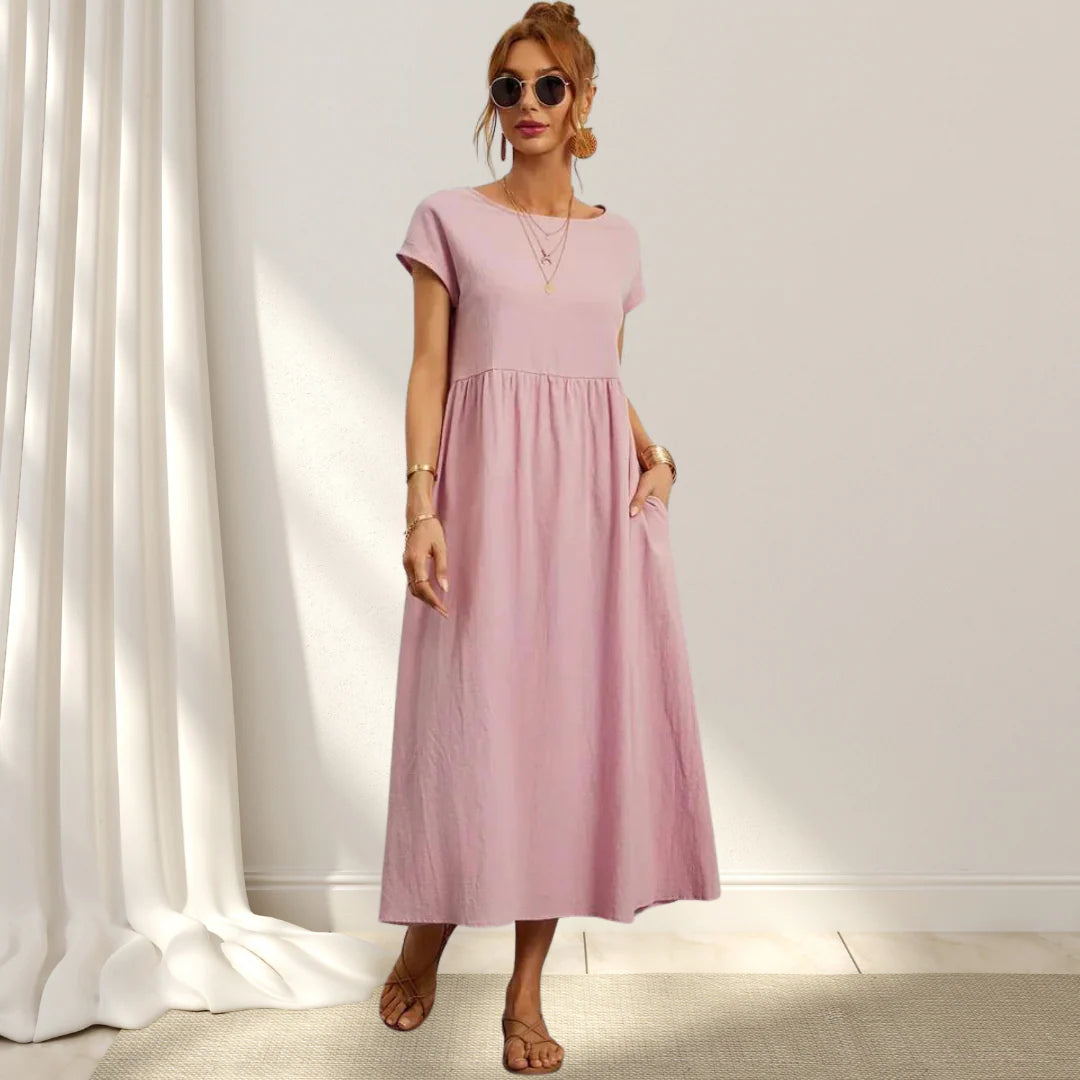 JENNY - Vestito Lungo in Cotone Misto Lino