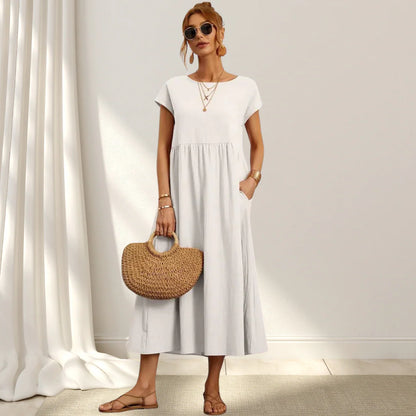 JENNY - Vestito Lungo in Cotone Misto Lino