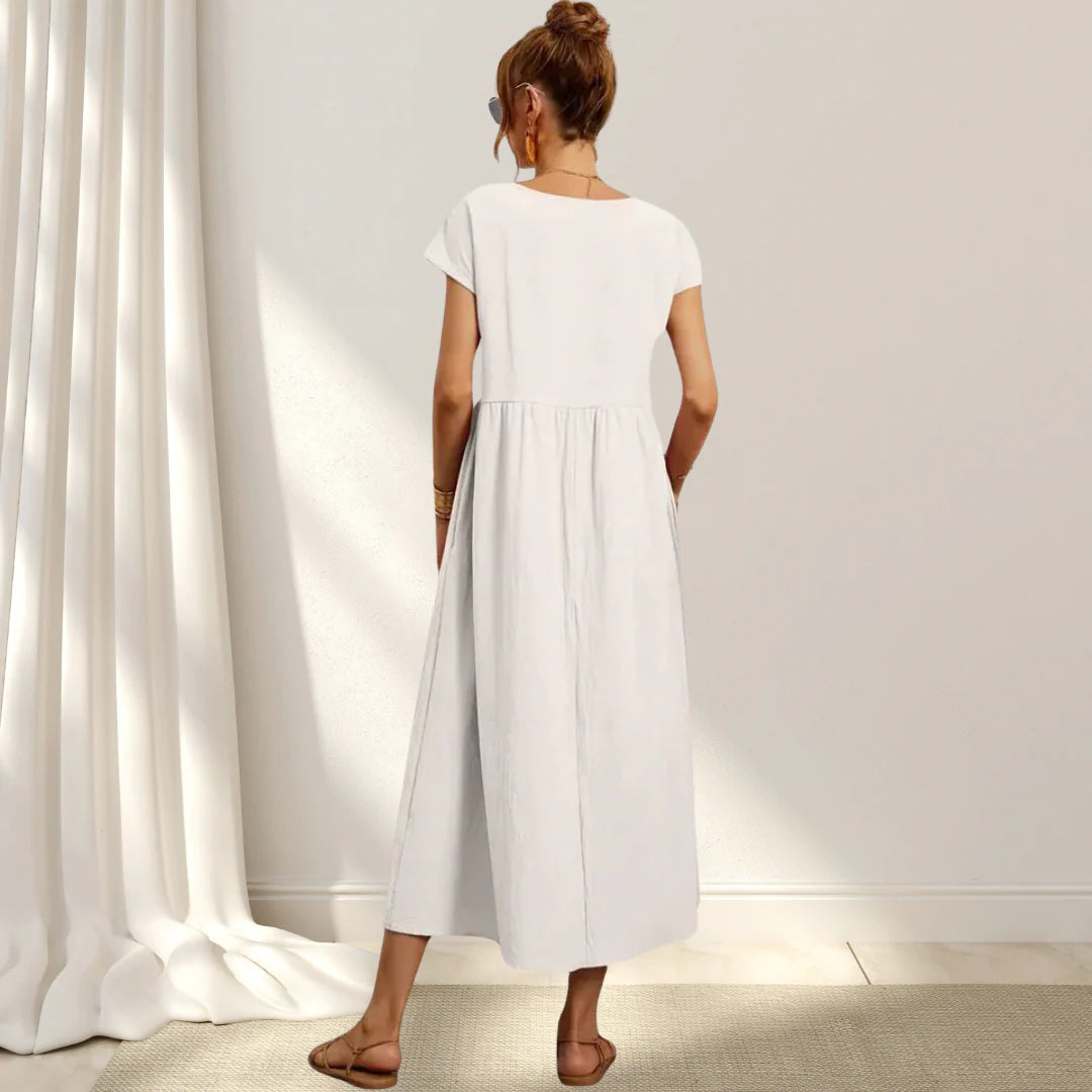 JENNY - Vestito Lungo in Cotone Misto Lino