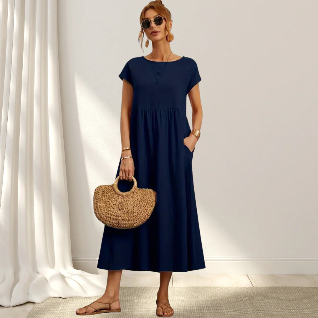 JENNY - Vestito Lungo in Cotone Misto Lino