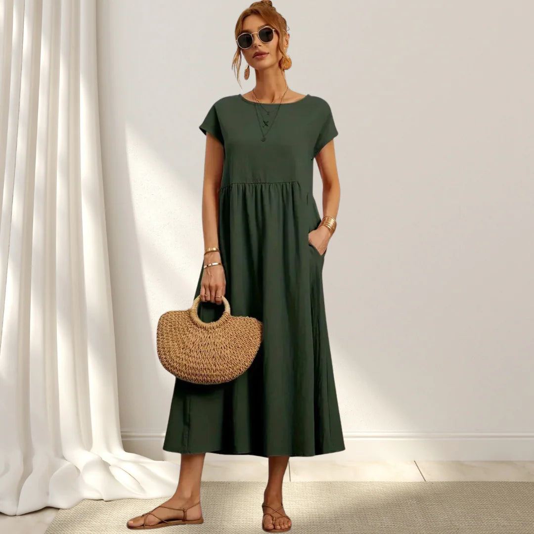 JENNY - Vestito Lungo in Cotone Misto Lino