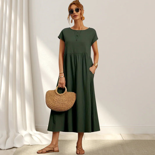 JENNY - Vestito Lungo in Cotone Misto Lino