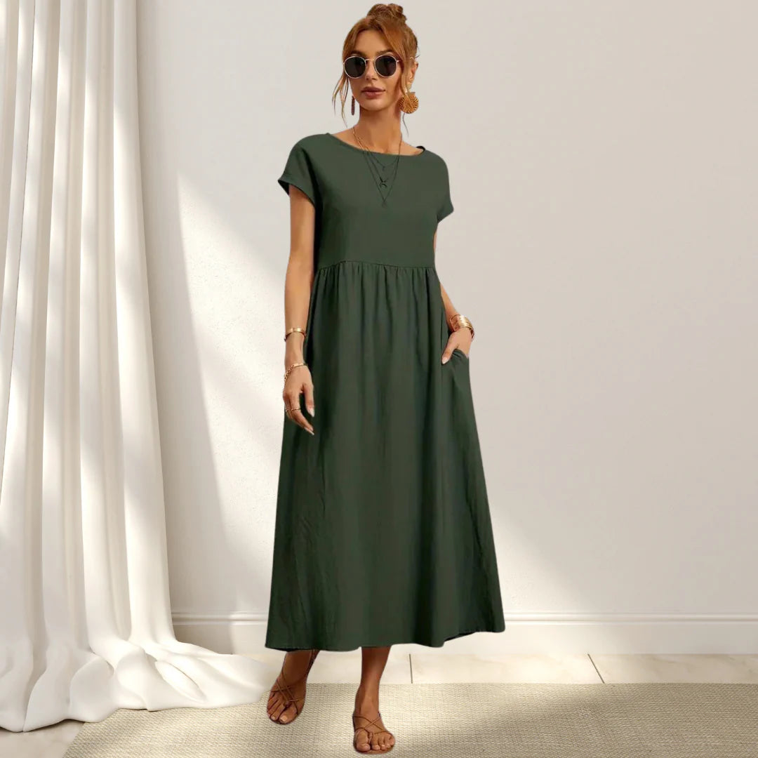 JENNY - Vestito Lungo in Cotone Misto Lino