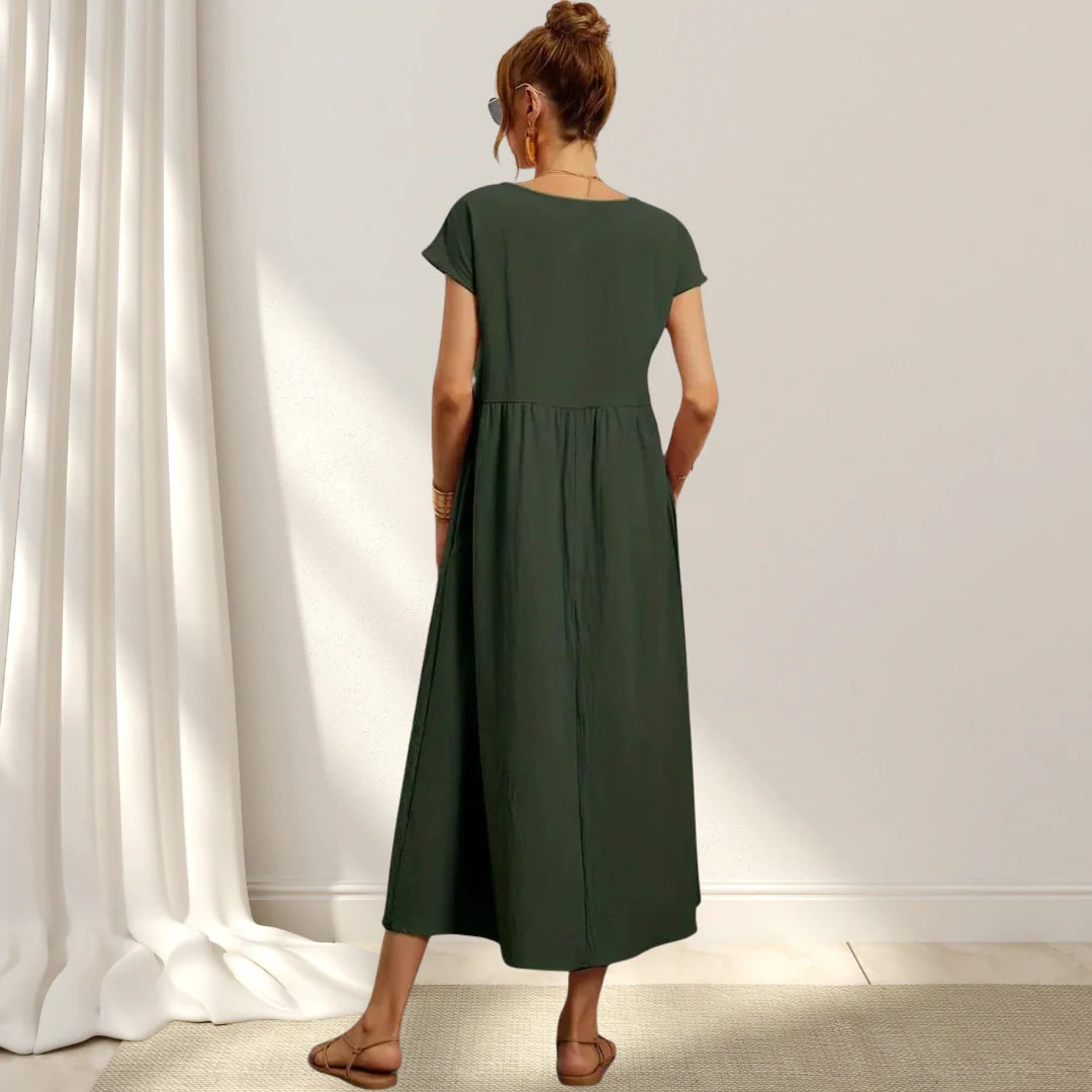 JENNY - Vestito Lungo in Cotone Misto Lino