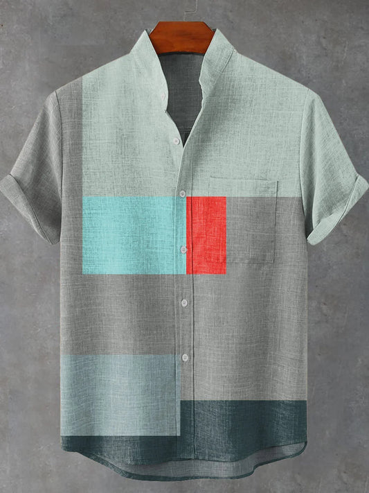 Camicia Motivo Geometric in Cotone Traspirante